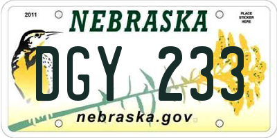 NE license plate DGY233