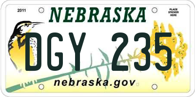 NE license plate DGY235