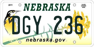 NE license plate DGY236