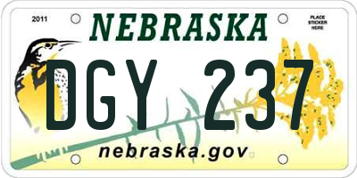 NE license plate DGY237