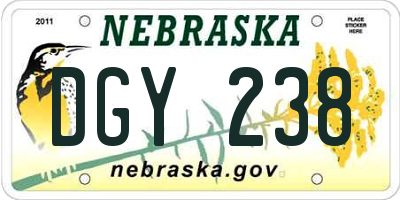 NE license plate DGY238