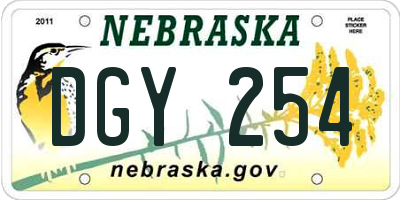NE license plate DGY254