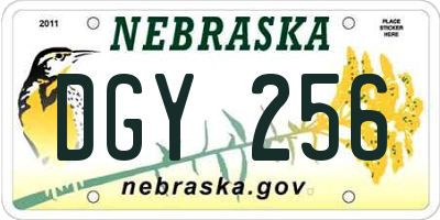 NE license plate DGY256