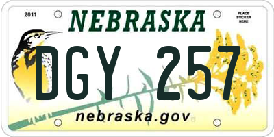 NE license plate DGY257
