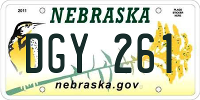 NE license plate DGY261