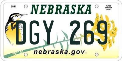 NE license plate DGY269