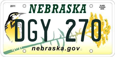 NE license plate DGY270