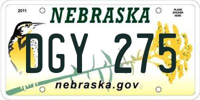 NE license plate DGY275