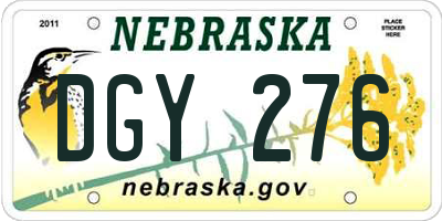 NE license plate DGY276