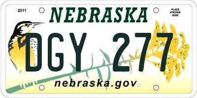 NE license plate DGY277