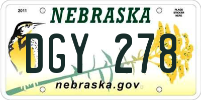 NE license plate DGY278