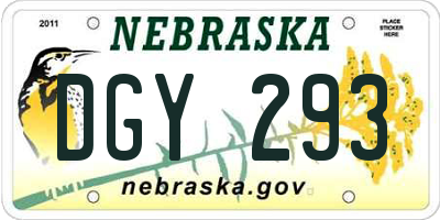 NE license plate DGY293