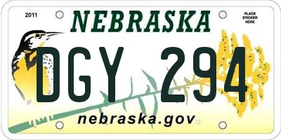 NE license plate DGY294