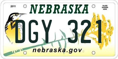 NE license plate DGY321