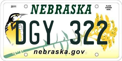 NE license plate DGY322