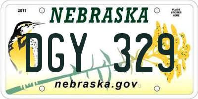 NE license plate DGY329