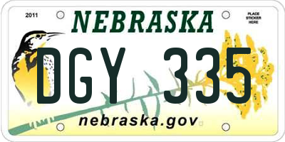 NE license plate DGY335