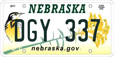 NE license plate DGY337