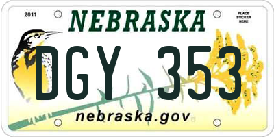 NE license plate DGY353