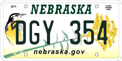 NE license plate DGY354