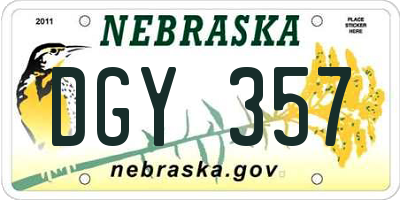NE license plate DGY357