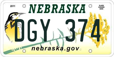 NE license plate DGY374