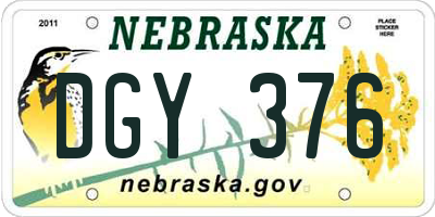 NE license plate DGY376