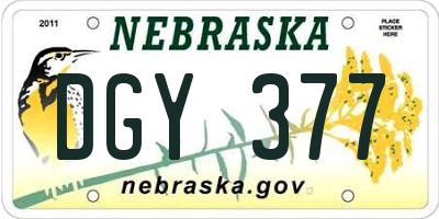 NE license plate DGY377