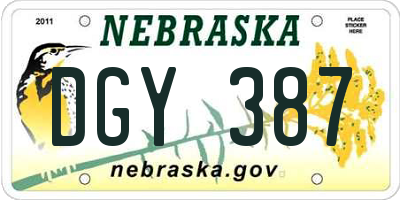 NE license plate DGY387