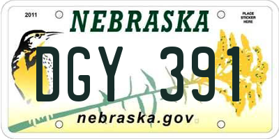 NE license plate DGY391