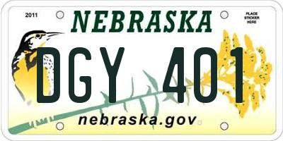 NE license plate DGY401