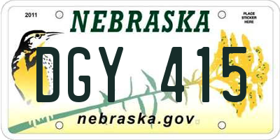 NE license plate DGY415