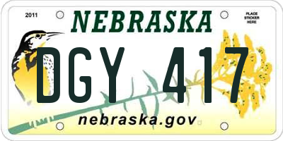 NE license plate DGY417
