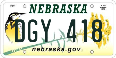 NE license plate DGY418
