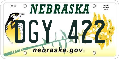 NE license plate DGY422