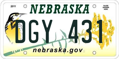 NE license plate DGY431