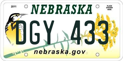NE license plate DGY433