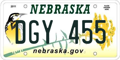 NE license plate DGY455