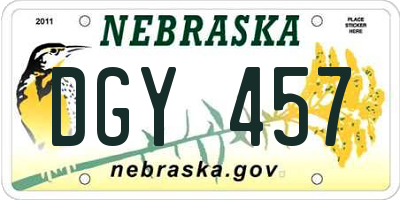 NE license plate DGY457
