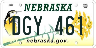 NE license plate DGY461