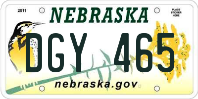 NE license plate DGY465