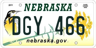 NE license plate DGY466