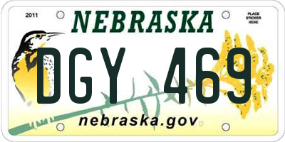 NE license plate DGY469