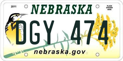 NE license plate DGY474
