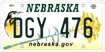 NE license plate DGY476