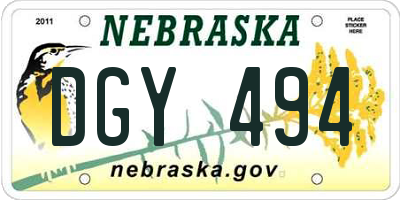 NE license plate DGY494