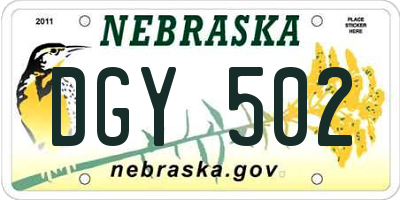 NE license plate DGY502