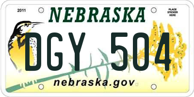 NE license plate DGY504