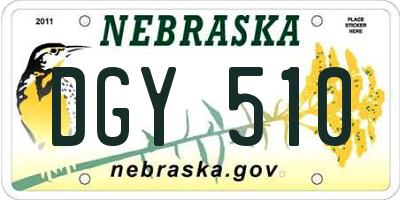 NE license plate DGY510