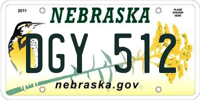 NE license plate DGY512